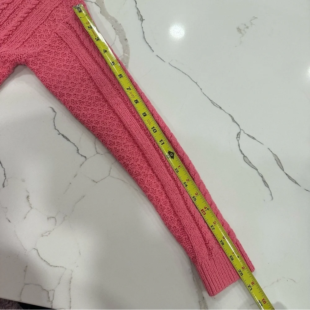 J. Crew Factory Pink Rollneck Cable Knit Sweater XS Cotton Blend HO23